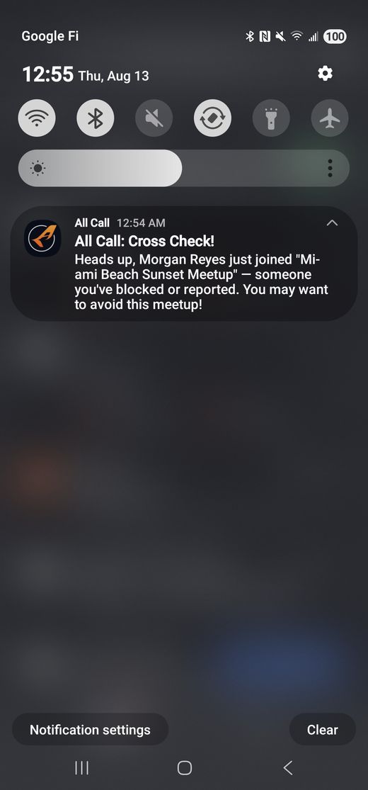 Crossed paths push notification